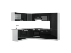 Vicco R-Line Einbauküche Schwarz Hochglanz 227 x 287 cm ohne Arbeitsplatte ohne E-Geräte