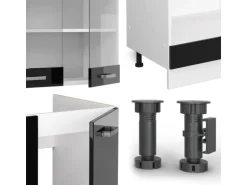 Vicco R-Line Einbauküche Schwarz Hochglanz 227 x 287 cm ohne Arbeitsplatte ohne E-Geräte