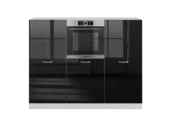 Vicco R-Line Einbauküche Schwarz Hochglanz/Weiß 180 cm ohne Arbeitsplatte ohne E-Geräte