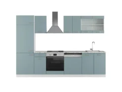 Vicco R-Line Küche Blau-Grau/Weiß 300 cm ohne Arbeitsplatte ohne E-Geräte