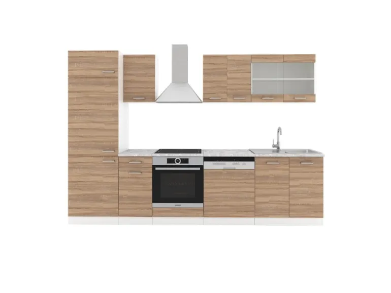 Vicco R-Line Küche Sonoma 300 cm AP Marmor ohne E-Geräte