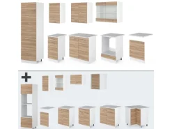 Vicco R-Line Küche Sonoma 300 cm AP Marmor ohne E-Geräte