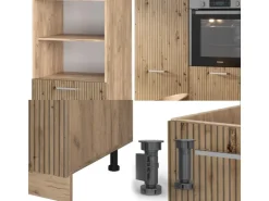 Vicco R-Line Küchenblock Artisan-Eiche/Goldkraft Eiche 180 cm ohne Arbeitsplatte ohne E-Geräte