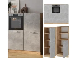 Vicco R-Line Küchenblock Beton/Goldkraft Eiche 180 cm ohne Arbeitsplatte ohne E-Geräte