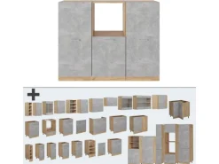 Vicco R-Line Küchenblock Beton/Goldkraft Eiche 180 cm ohne Arbeitsplatte ohne E-Geräte