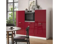 Vicco R-Line Küchenblock Bordeaux Hochglanz/Weiß 180 cm ohne Arbeitsplatte ohne E-Geräte