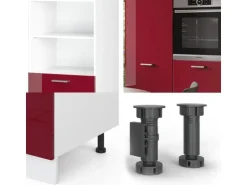 Vicco R-Line Küchenblock Bordeaux Hochglanz/Weiß 180 cm ohne Arbeitsplatte ohne E-Geräte