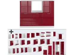 Vicco R-Line Küchenblock Bordeaux Hochglanz/Weiß 180 cm ohne Arbeitsplatte ohne E-Geräte