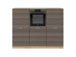 Vicco R-Line Küchenblock Edelgrau/Goldkraft Eiche 180 cm ohne Arbeitsplatte ohne E-Geräte