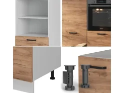 Vicco R-Line Küchenblock Goldkraft Eiche/Weiß 180 cm ohne Arbeitsplatte ohne E-Geräte