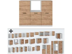 Vicco R-Line Küchenblock Goldkraft Eiche/Weiß 180 cm ohne Arbeitsplatte ohne E-Geräte