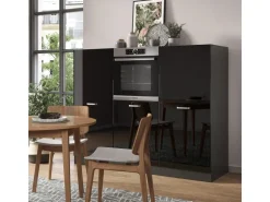 Vicco R-Line Küchenblock Schwarz Hochglanz/Anthrazit 180 cm ohne Arbeitsplatte ohne E-Geräte