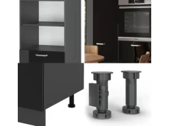 Vicco R-Line Küchenblock Schwarz Hochglanz/Anthrazit 180 cm ohne Arbeitsplatte ohne E-Geräte