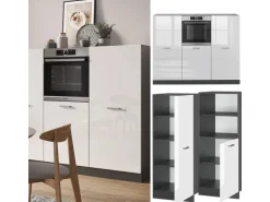 Vicco R-Line Küchenblock Weiß Hochglanz/Anthrazit 180 cm ohne Arbeitsplatte ohne E-Geräte