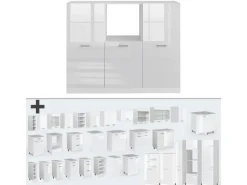 Vicco R-Line Küchenblock Weiß Hochglanz/Weiß 180 cm ohne Arbeitsplatte ohne E-Geräte