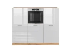 Vicco R-Line Küchenblock Weiß Hochglanz/Goldkraft Eiche 180 cm ohne Arbeitsplatte ohne E-Geräte