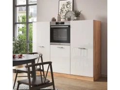 Vicco R-Line Küchenblock Weiß Hochglanz/Goldkraft Eiche 180 cm ohne Arbeitsplatte ohne E-Geräte