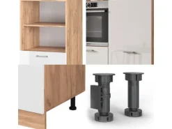 Vicco R-Line Küchenblock Weiß Hochglanz/Goldkraft Eiche 180 cm ohne Arbeitsplatte ohne E-Geräte