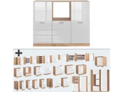 Vicco R-Line Küchenblock Weiß Hochglanz/Goldkraft Eiche 180 cm ohne Arbeitsplatte ohne E-Geräte