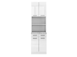 Vicco R-Line Küchenblock Weiß Hochglanz 60 cm AP Marmor ohne E-Geräte