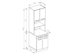 Vicco R-Line Küchenblock Weiß Hochglanz 60 cm AP Marmor ohne E-Geräte
