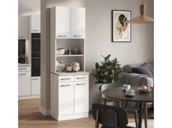 Vicco R-Line Küchenblock Weiß Hochglanz 60 cm AP Marmor ohne E-Geräte