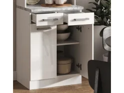 Vicco R-Line Küchenblock Weiß Hochglanz 60 cm AP Marmor ohne E-Geräte