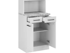 Vicco R-Line Küchenblock Weiß Hochglanz 60 cm AP Marmor ohne E-Geräte