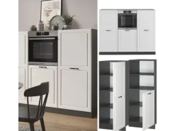 Vicco R-Line Küchenblock Weiß Landhaus/Anthrazit 180 cm ohne Arbeitsplatte ohne E-Geräte