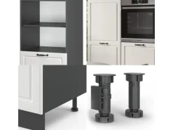 Vicco R-Line Küchenblock Weiß Landhaus/Anthrazit 180 cm ohne Arbeitsplatte ohne E-Geräte