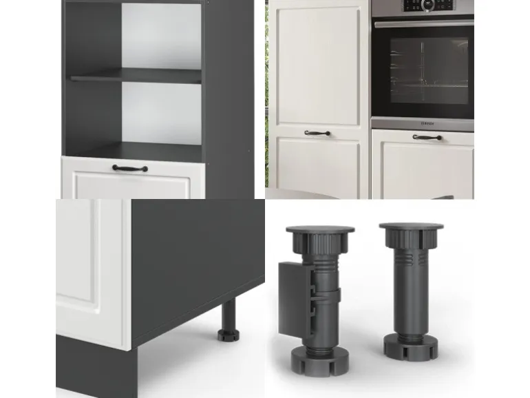 Vicco R-Line Küchenblock Weiß Landhaus/Anthrazit 180 cm ohne Arbeitsplatte ohne E-Geräte