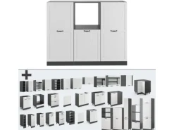 Vicco R-Line Küchenblock Weiß Landhaus/Anthrazit 180 cm ohne Arbeitsplatte ohne E-Geräte