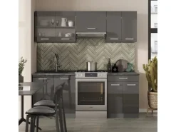 Vicco R-Line Küchenzeile Anthrazit Hochglanz/Anthrazit 200 cm ohne Arbeitsplatte ohne E-Geräte