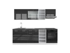 Vicco R-Line Küchenzeile Anthrazit Hochglanz/Weiß 240 cm AP Anthrazit ohne E-Geräte