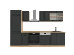 Vicco R-Line Küchenzeile Anthrazit Landhaus/Goldkraft Eiche 300 cm AP Eiche ohne E-Geräte