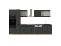 Vicco R-Line Küchenzeile Anthrazit Landhaus/Goldkraft Eiche 350 cm AP Anthrazit ohne E-Geräte