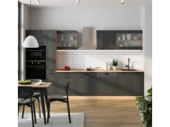 Vicco R-Line Küchenzeile Anthrazit Landhaus/Goldkraft Eiche 350 cm ohne Arbeitsplatte ohne E-Geräte