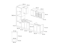 Vicco R-Line Küchenzeile Anthrazit Landhaus/Goldkraft Eiche 300 cm mit HochschrankAP Eiche ohne E-Geräte