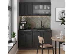 Vicco R-Line Küchenzeile Anthrazit Landhaus/Anthrazit 140 cm AP Eiche ohne E-Geräte