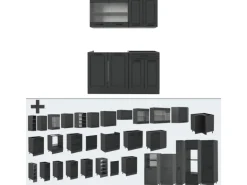 Vicco R-Line Küchenzeile Anthrazit Landhaus/Anthrazit 140 cm AP Eiche ohne E-Geräte