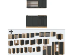 Vicco R-Line Küchenzeile Anthrazit Landhaus/Goldkraft Eiche 140 cm AP Eiche ohne E-Geräte