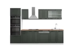 Vicco R-Line Küchenzeile Anthrazit Landhaus/Weiß 300 cm mit HochschrankAP Eiche ohne E-Geräte