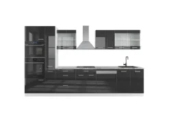 Vicco R-Line Küchenzeile Anthrazit Hochglanz/Weiß 350 cm mit Hochschrankohne Arbeitsplatte ohne E-Geräte