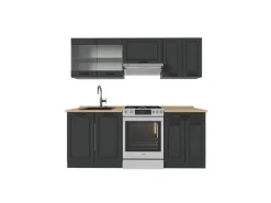 Vicco R-Line Küchenzeile Anthrazit Landhaus/Anthrazit 200 cm ohne Arbeitsplatte ohne E-Geräte