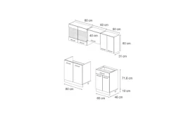 Vicco R-Line Küchenzeile Anthrazit Landhaus/Anthrazit 200 cm ohne Arbeitsplatte ohne E-Geräte
