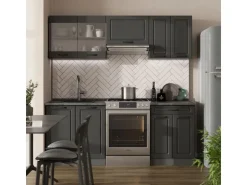 Vicco R-Line Küchenzeile Anthrazit Landhaus/Anthrazit 200 cm ohne Arbeitsplatte ohne E-Geräte