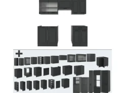 Vicco R-Line Küchenzeile Anthrazit Landhaus/Anthrazit 200 cm ohne Arbeitsplatte ohne E-Geräte