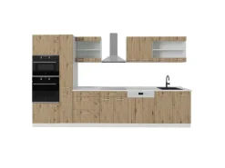 Vicco R-Line Küchenzeile Artisan Eiche/Weiß 350 cm mit Hochschrankohne Arbeitsplatte ohne E-Geräte