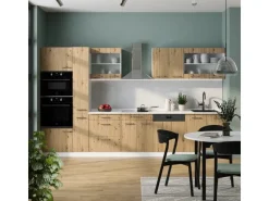 Vicco R-Line Küchenzeile Artisan Eiche/Weiß 350 cm mit Hochschrankohne Arbeitsplatte ohne E-Geräte