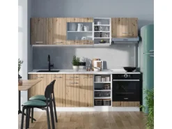 Vicco R-Line Küchenzeile Artisan Eiche/Weiß 240 cm ohne Arbeitsplatte ohne E-Geräte